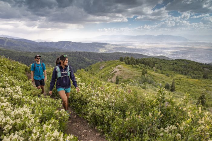 Couple Hiking Davis County on a Beautiful Day