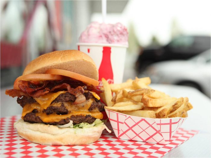 Giant Burger and Fries at Burger Stop