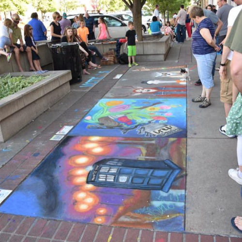 A crowd enjoys the Chalk Art Festival in Bountiful Utah