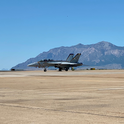 A plane on the runway at hill airforce base utah