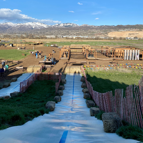 Mega slide overlooking Cross E Ranch